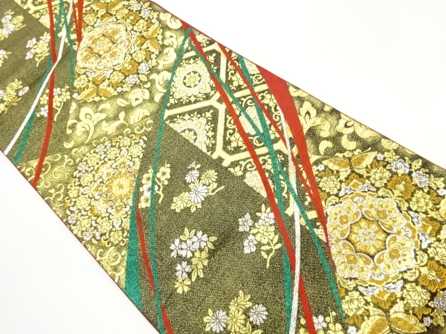 JAPANESE FUKURO OBI / WOVEN FLOWER CREST